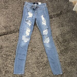 Hollister Blue Ripped Skinny Jeans
